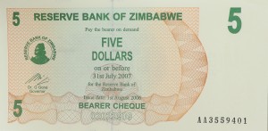 5 Dolarów - Zimbabwe - 2007 rok