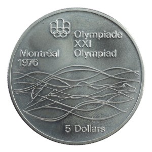 5 dolarów - XXI Letnie Igrzyska Olimpijskie, Montreal - Pływanie - 1975