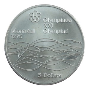 5 dolarów - XXI Letnie Igrzyska Olimpijskie, Montreal - Pływanie - 1975
