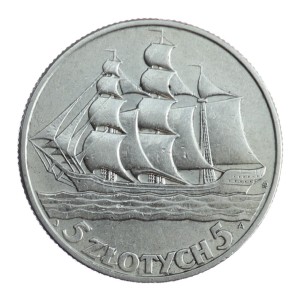5 zł - Żaglowiec - 1936