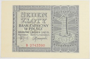Banknot 1 zł 1940 rok