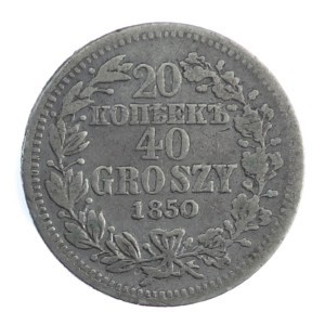 20 kopiejek / 40 groszy - Mikołaj I - 1850