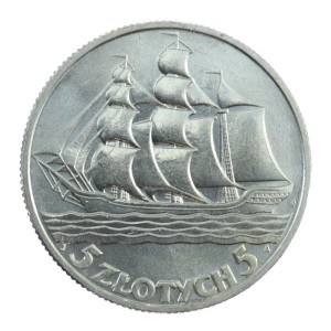 5 zł - Żaglowiec - 1936