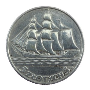 5 zł - Żaglowiec - 1936