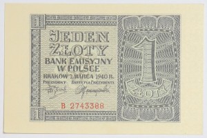 Banknot 1 zł 1940 rok
