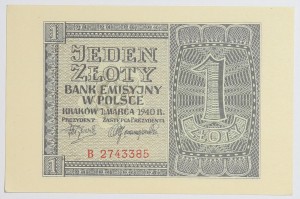 Banknot 1 zł 1940 rok