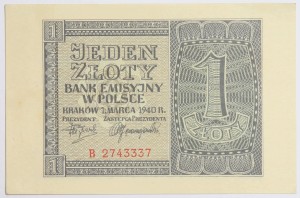 Banknot 1 zł 1940 rok