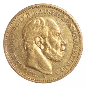 Złota moneta - 20 marek - Prusy - 1883 - A