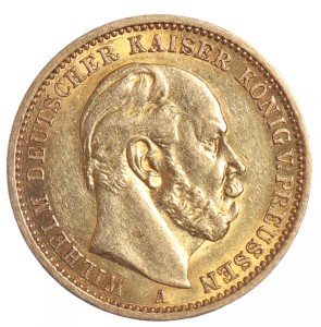 Złota moneta - 20 marek - Prusy - 1876 - A