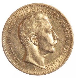 Złota moneta - 20 marek - Prusy - 1898 - A