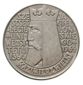 10 złotych - Kazimierz Wielki  - 1964 rok - napis wypukły