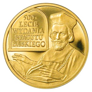 Złota Moneta 100 zł 500-Lecie Statutu Łaskiego