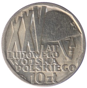 10 złotych - XXV Lat Ludowego Wojska Polskiego - 1968 rok